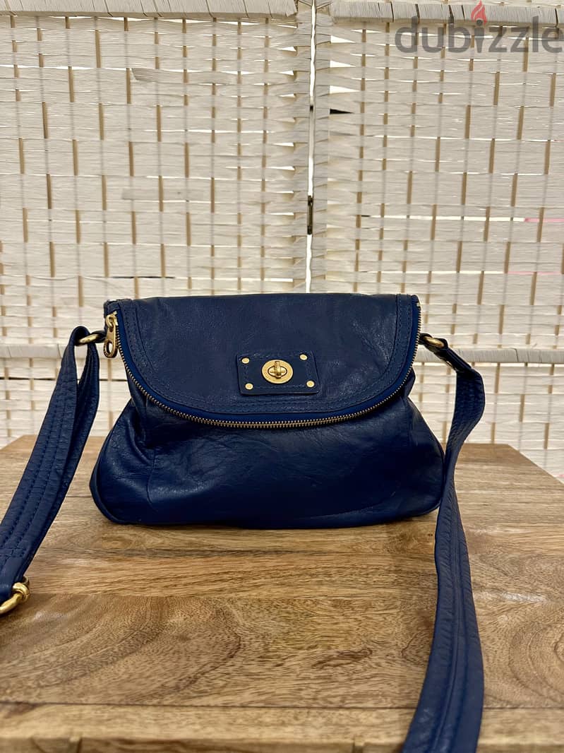 MARC JACOBS Blue Pebbled Leather Crossbody Shoulder Bag Handbag 3