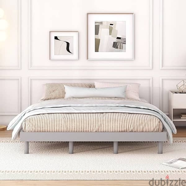 double bed grey fabric frame 0