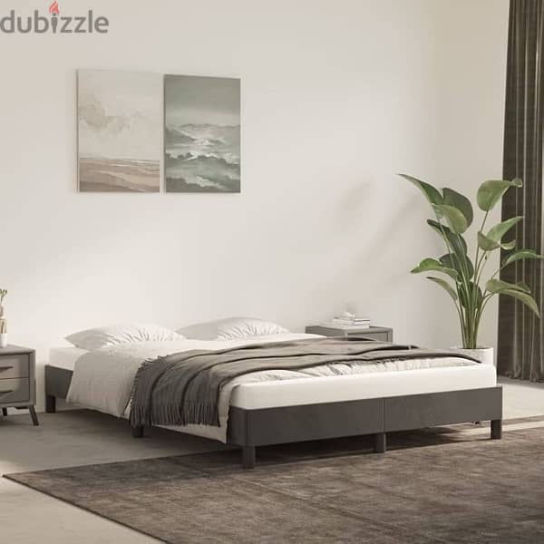 double bed grey fabric frame 1