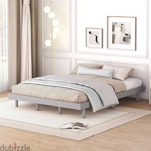 double bed grey fabric frame 2