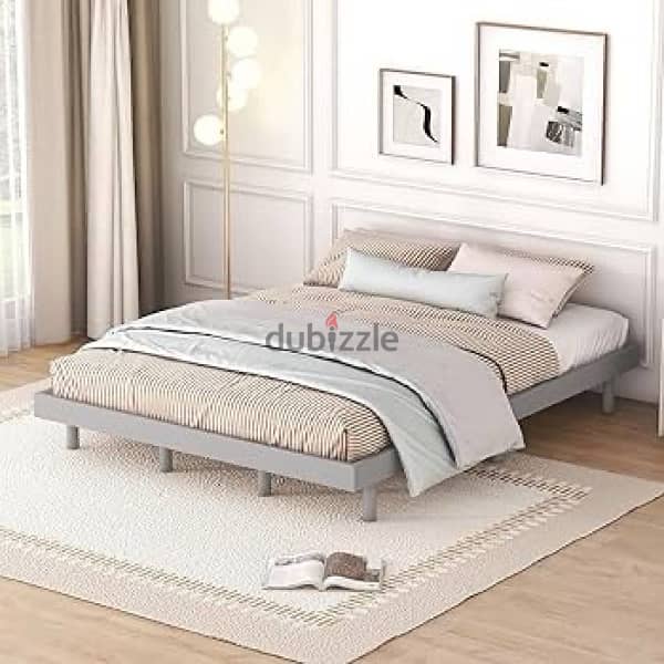 double bed grey fabric frame 3