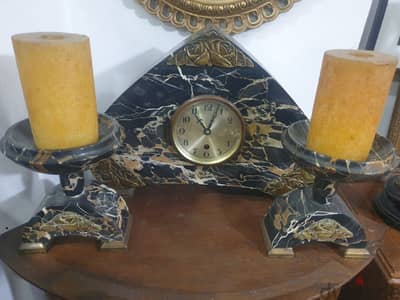 art deco marble glock garniture,1930,unique clock a piece of art