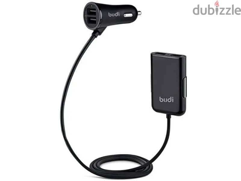 Budi Car Charger with 4 USB Ports for Front and Backseat Charging 3