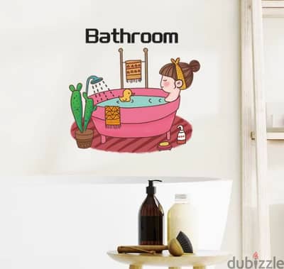 Funky long lasting and removable bathroom sticker 3$