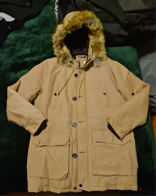 Bershka Beige Parka Jacket 1