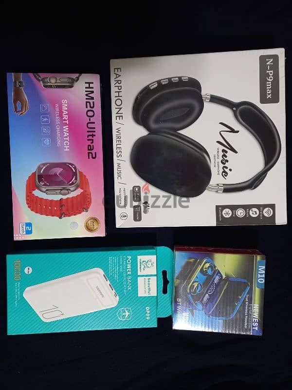 4 gadgets / smart watch / power bank / earphones /headphones 0