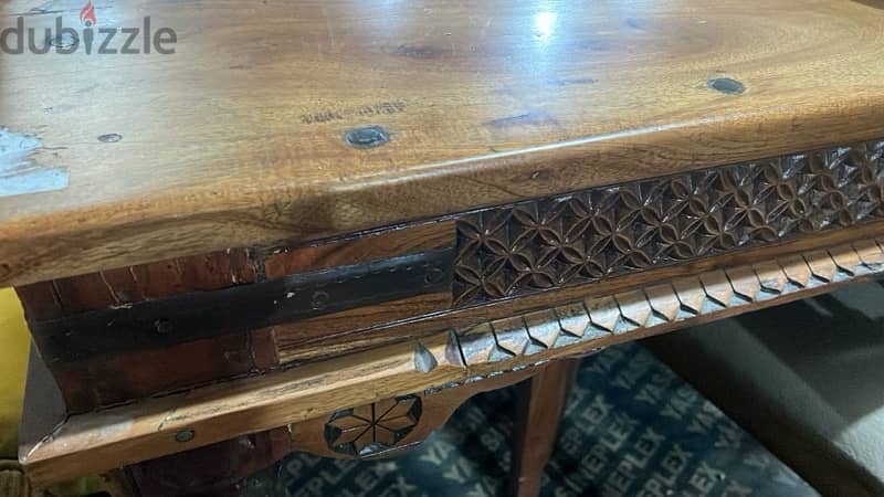 dining table teak solid wood with 6 chairs 2