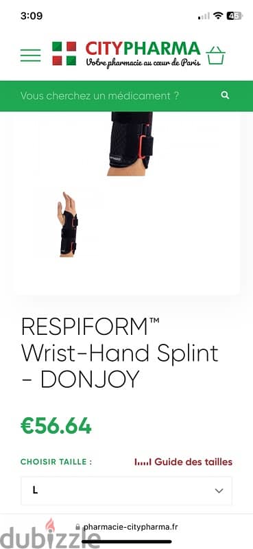 DonJoy RespiForm Wrist Brace LEFT arm, Atelle poignet GAUCHE, Size L 2