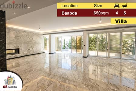 Baabda/Brazilia 650m2 | Luxury Villa | 250m2 Terraces | Prime Area | T