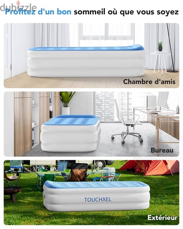 TOUCHXEL Inflatable Bed for One Person 196 x 97 x 47 cm 5