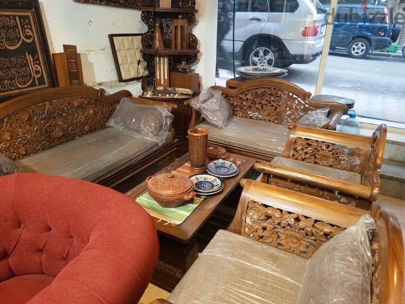 Hand carved Indonesian teak wood living room 0