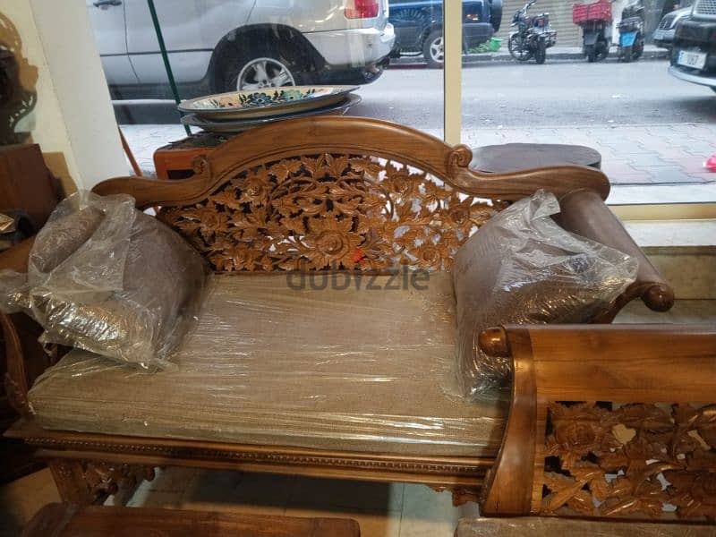 Hand carved Indonesian teak wood living room 6