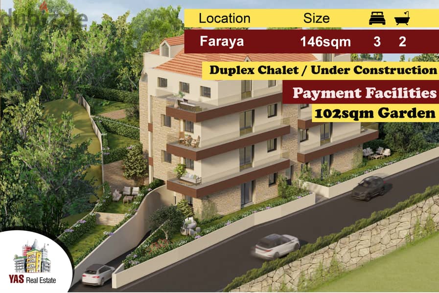 Faraya 146m2 | 102m2 Garden|Under Construction |Payment Facilities|DA 0