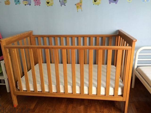 Mothercare wooden Bed Crib with Mattress and Accessories 0