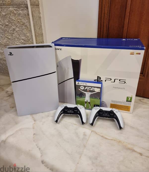 ps5 slim 1 terra europe + 2 original controllers and fc 25 0