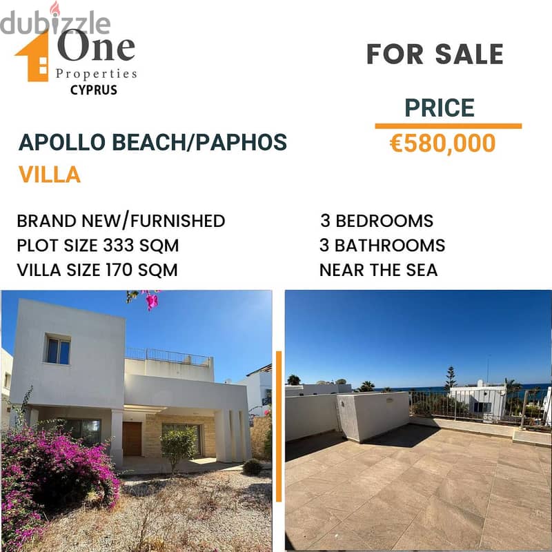 VILLA FOR SALE NEAR THE SEA IN PAPHOS 0