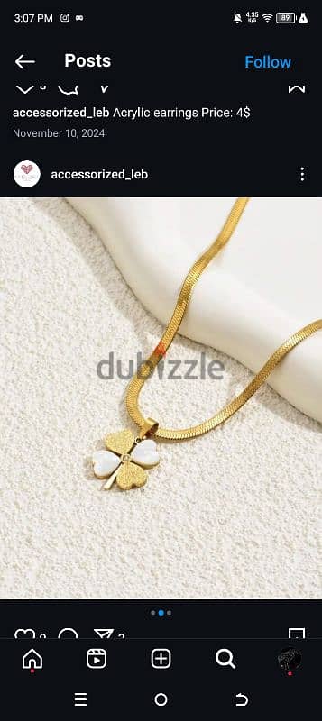 stainless steel four leaf clover charm necklace 1