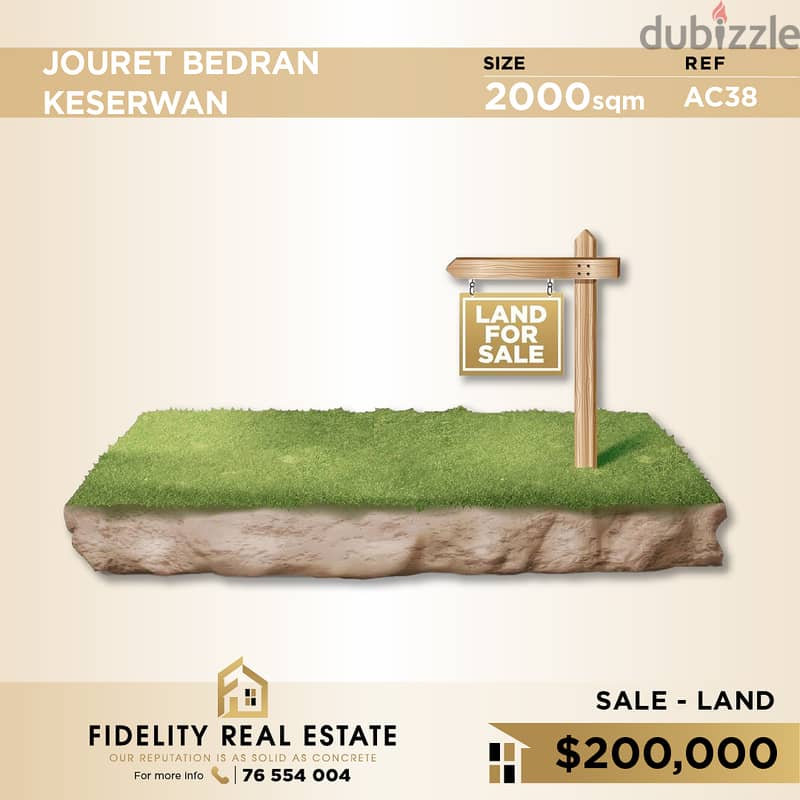 Land for sale in Jouret Bedran keserwan AC38 0