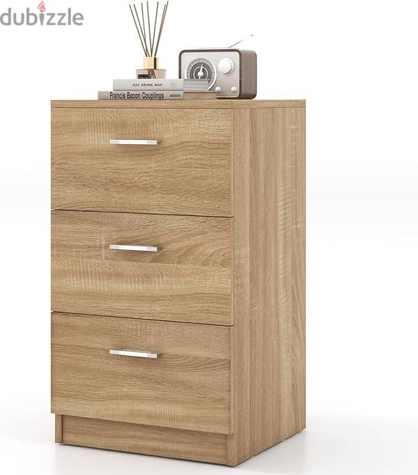 natural wood 3 drawers night stand 0