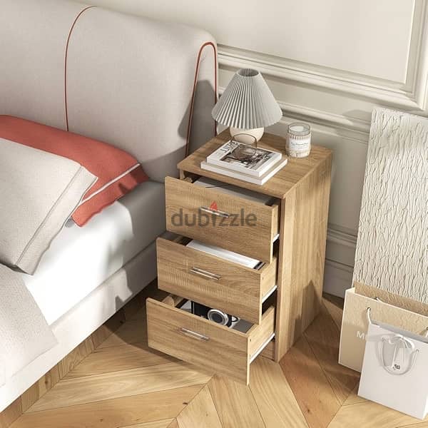 natural wood 3 drawers night stand 1