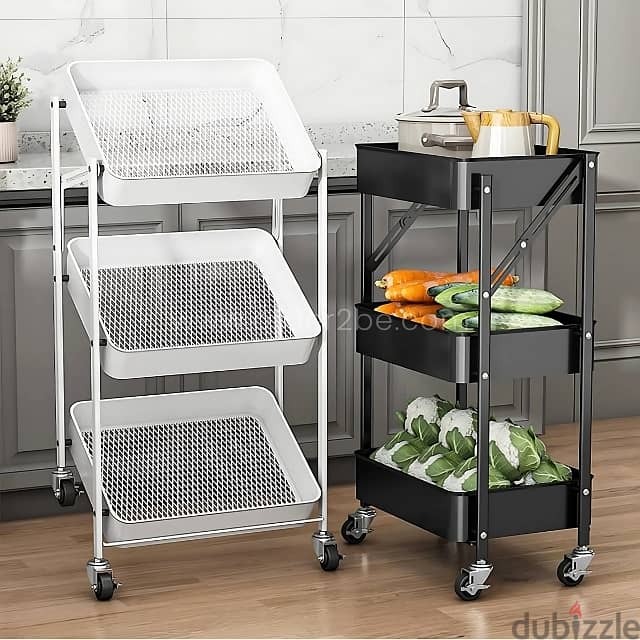 3-Tier Storage Cart | Space-Saving Organizer for Kitchen & Bath 0