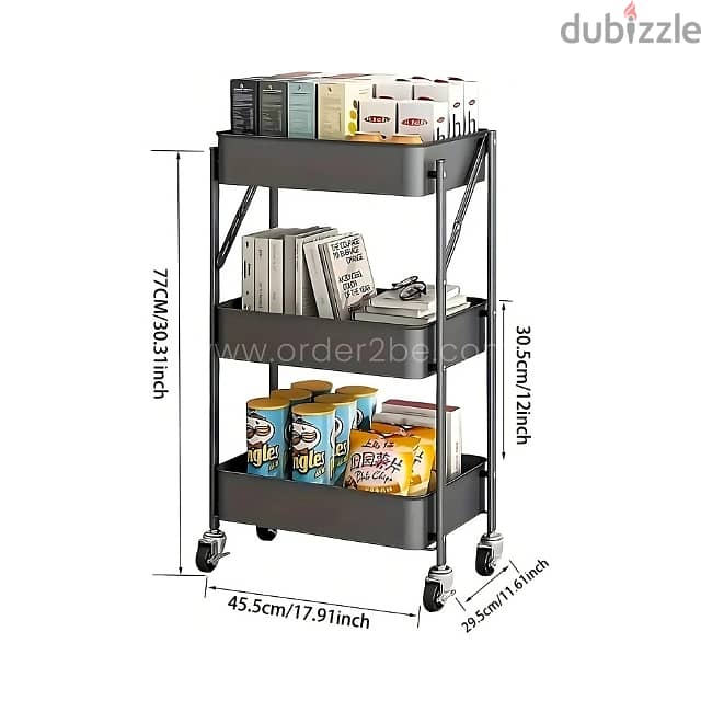 3-Tier Storage Cart | Space-Saving Organizer for Kitchen & Bath 9