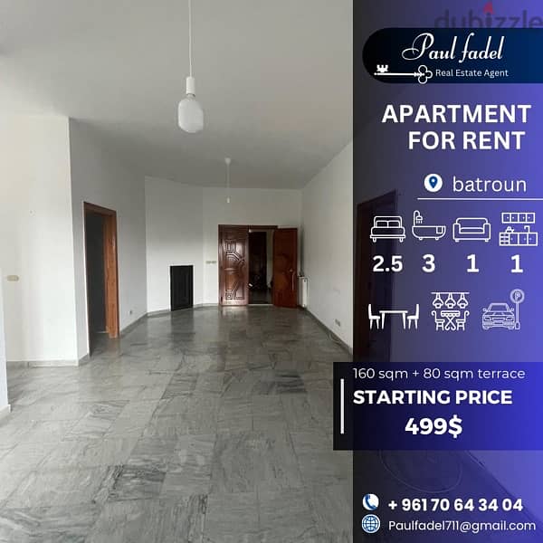 apartment for rent located Batroûn 0