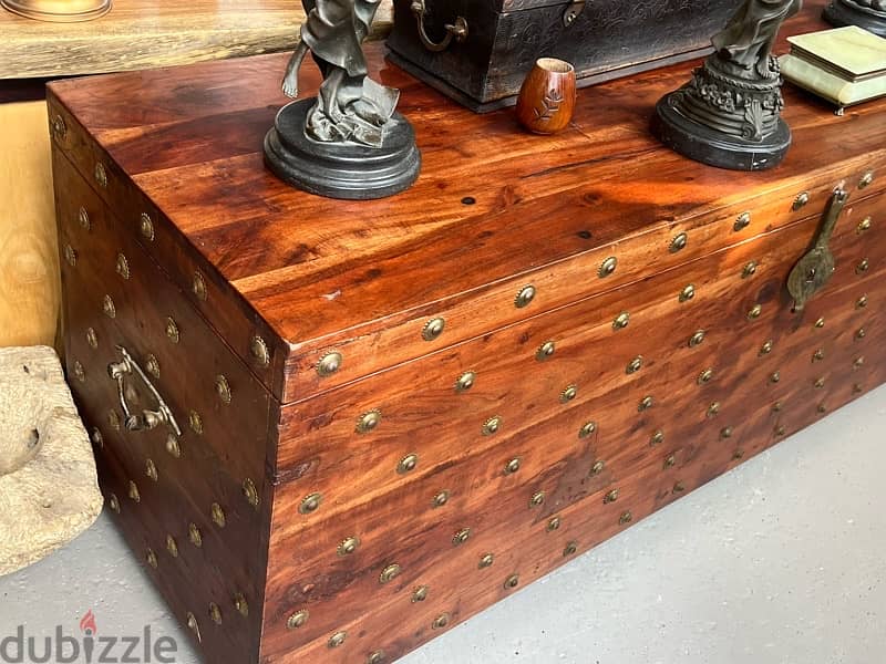 solid wood teak maseef box with copper 2