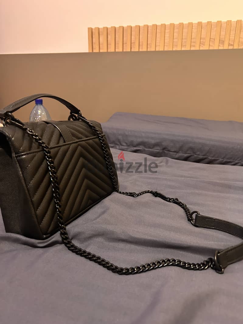 Saint Laurent Black Chevron Quilted Leather Bag 1