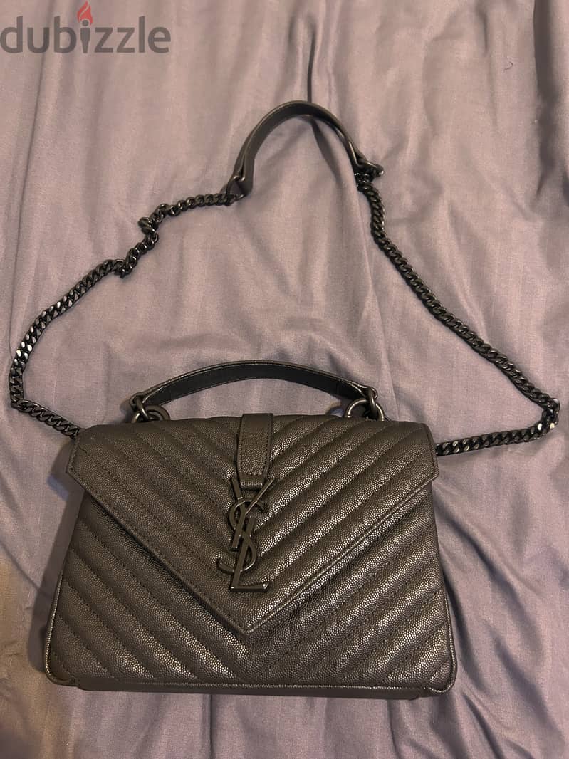 Saint Laurent Black Chevron Quilted Leather Bag 2