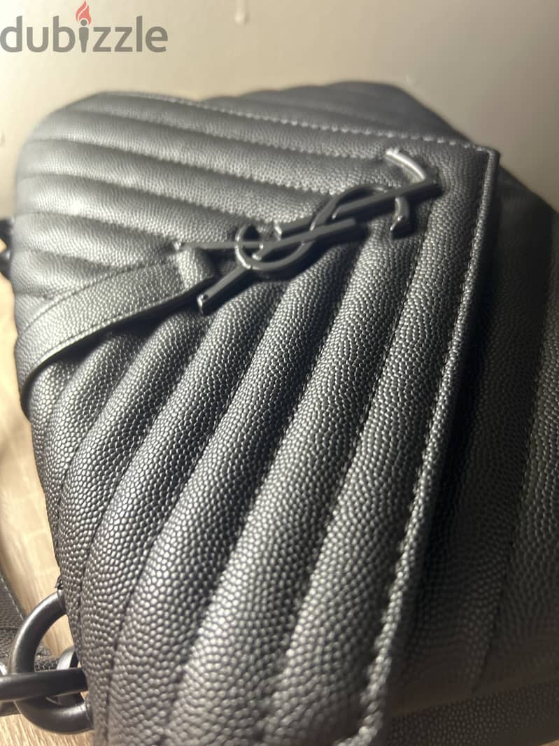 Saint Laurent Black Chevron Quilted Leather Bag 3