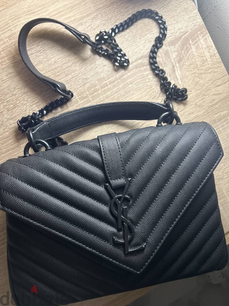 Saint Laurent Black Chevron Quilted Leather Bag 4