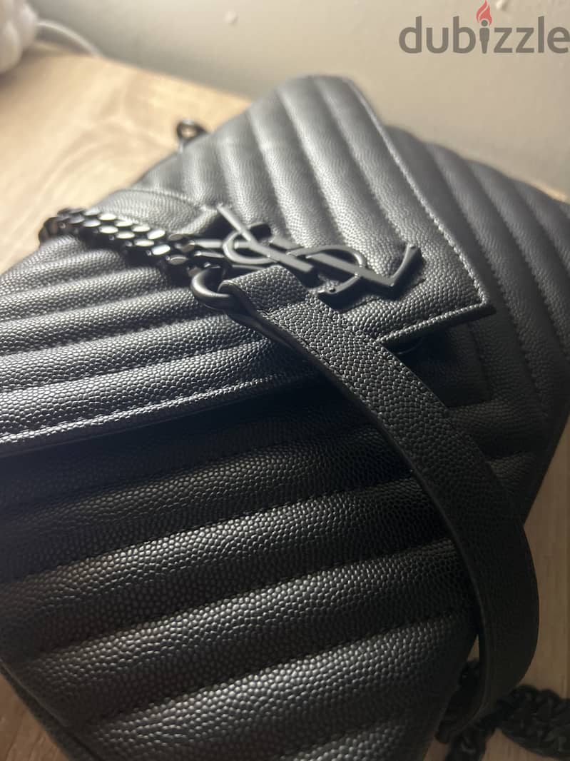 Saint Laurent Black Chevron Quilted Leather Bag 5