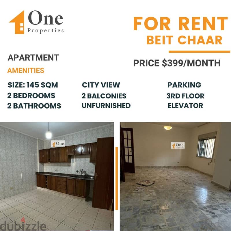 APARTMENT FOR RENT IN BEIT CHAAR 0