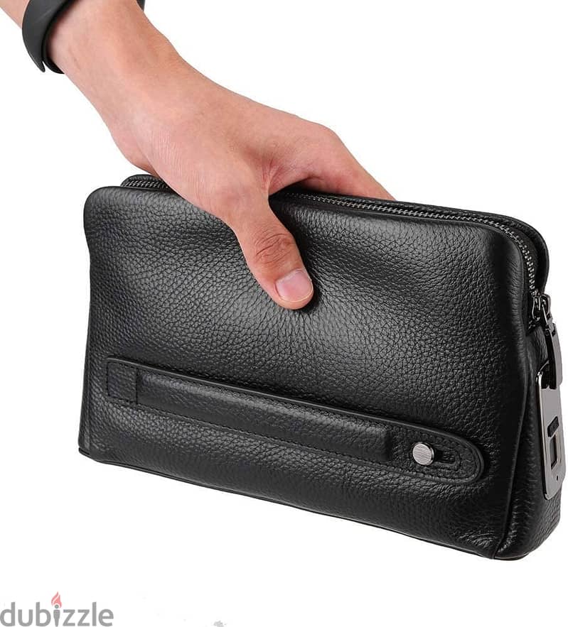 Smart Fingerprint Wallet Secure Zippered Leather Pouch Anti-Theft 1