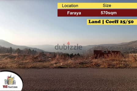 Faraya 570m2 | Residential Land | Coeff 25/50 | Dead End Street | PA |