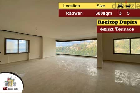 Rabweh 380m2 | 65m2 Terrace | Duplex | Prime Location | View | PA |