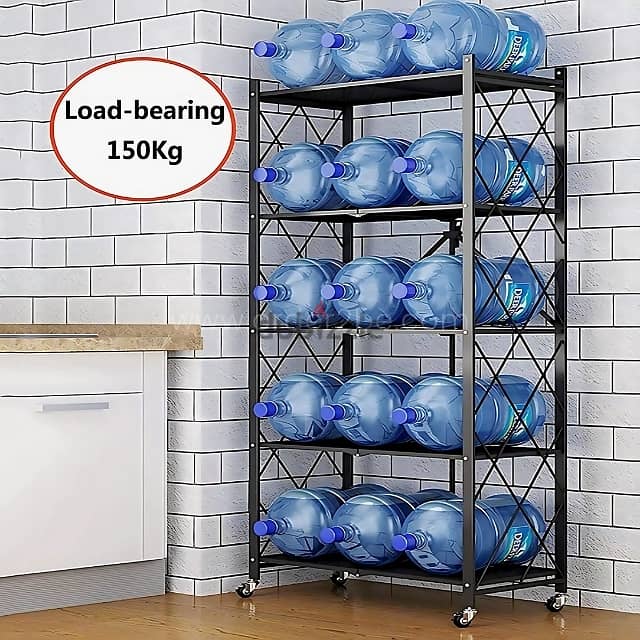 5-Tier Storage Rack – Foldable, Mobile, Ideal for Kitchens & Offices 5