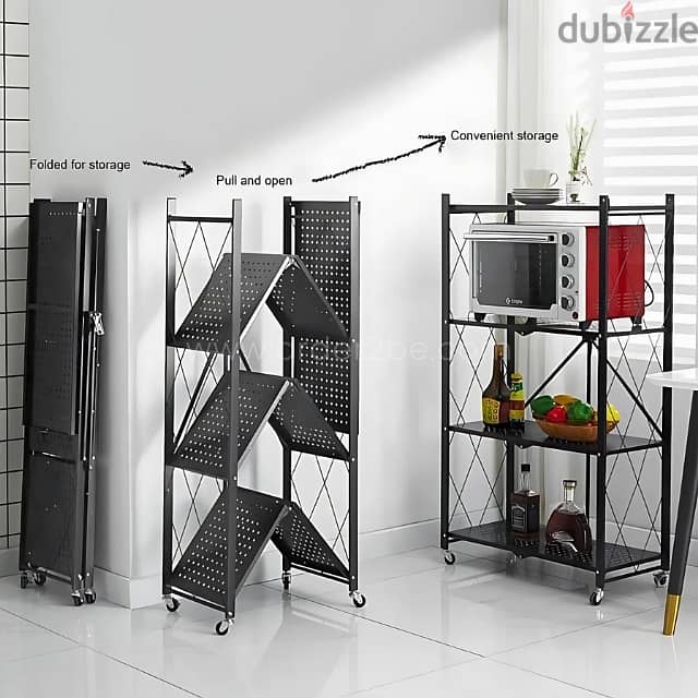 5-Tier Storage Rack – Foldable, Mobile, Ideal for Kitchens & Offices 6