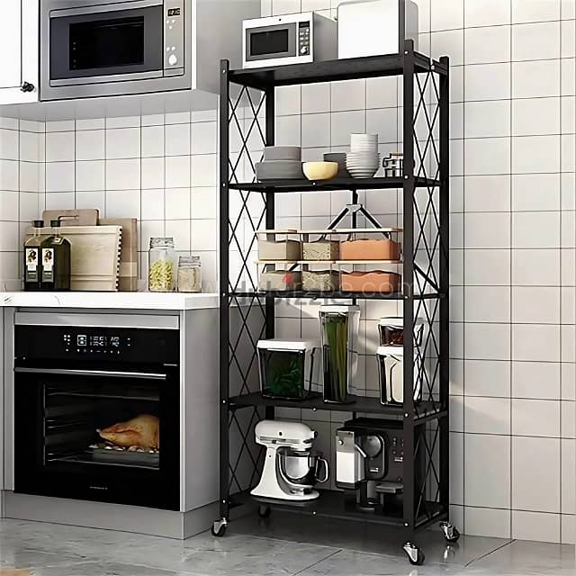 5-Tier Storage Rack – Foldable, Mobile, Ideal for Kitchens & Offices 8