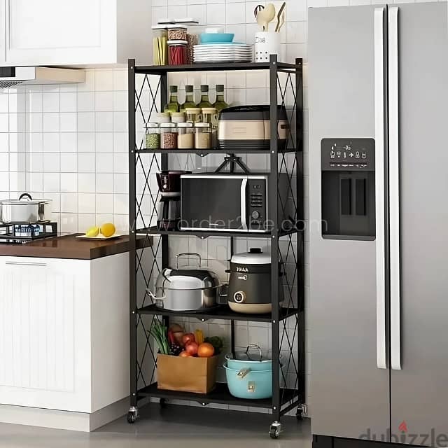 5-Tier Storage Rack – Foldable, Mobile, Ideal for Kitchens & Offices 11