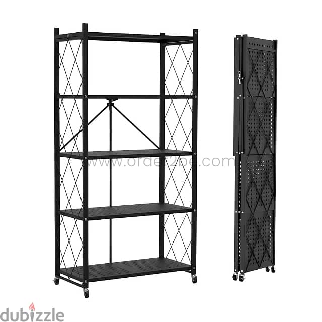 5-Tier Storage Rack – Foldable, Mobile, Ideal for Kitchens & Offices 12