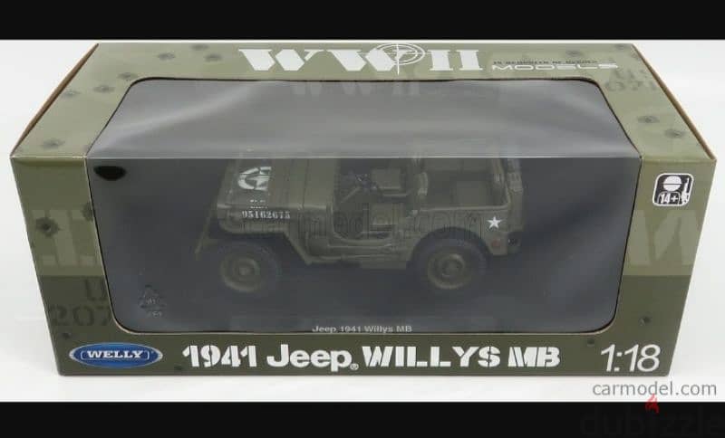 Jeep Willys 1941 diecast car model 1;18. 8