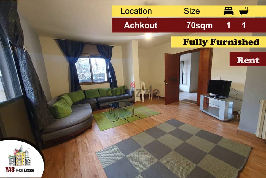 Achkout 70m2 | Rent | Terrace | Fully Furnished |Prime Location|DA/KH 0