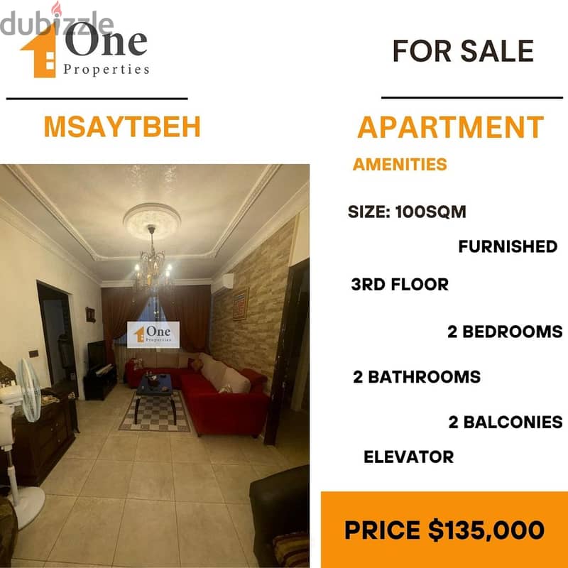 FURNISHED APARTMENT FO SALE IN MSAYTBEH 0