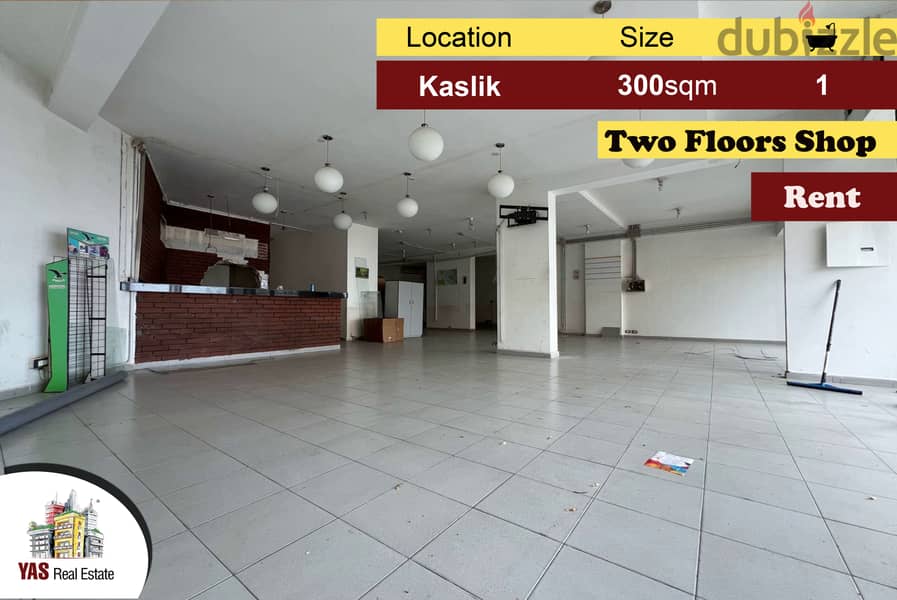 Kaslik 300m2 | Two Floors Shop | Rent | Excellent Condition | EH | 0