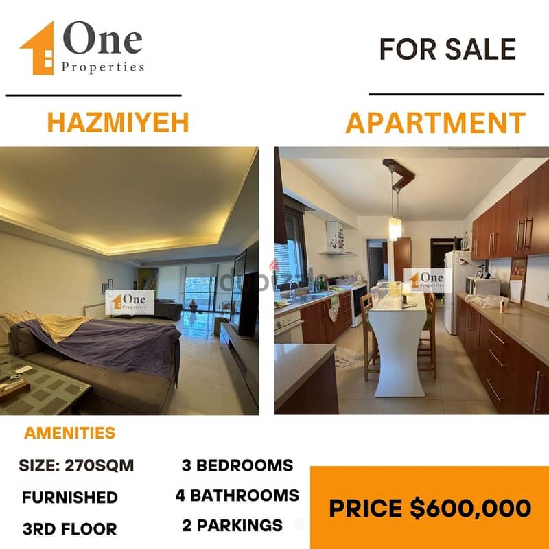 FURNISHED APARTMENT FOR SALE IN HAZMIYEH 0