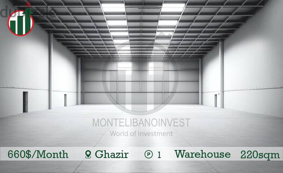 Warehouse for rent in Ghazir !! 0