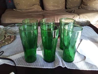 green glass cups