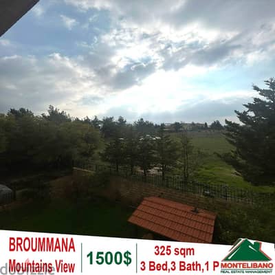 325 sqm Apartment for rent in Broummana + Unblockable mountains view